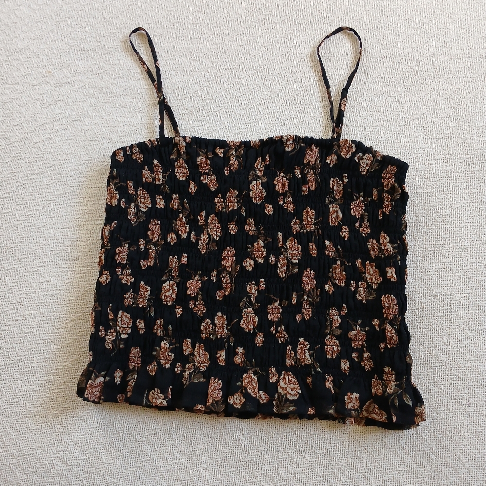 aeo ♡ smocked crop top american eagle floral cottagecore medium